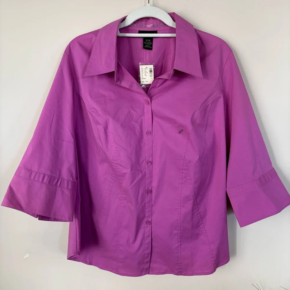 Lane Bryant Women's Button Down Shirt Lavender Size 14/16 NEW